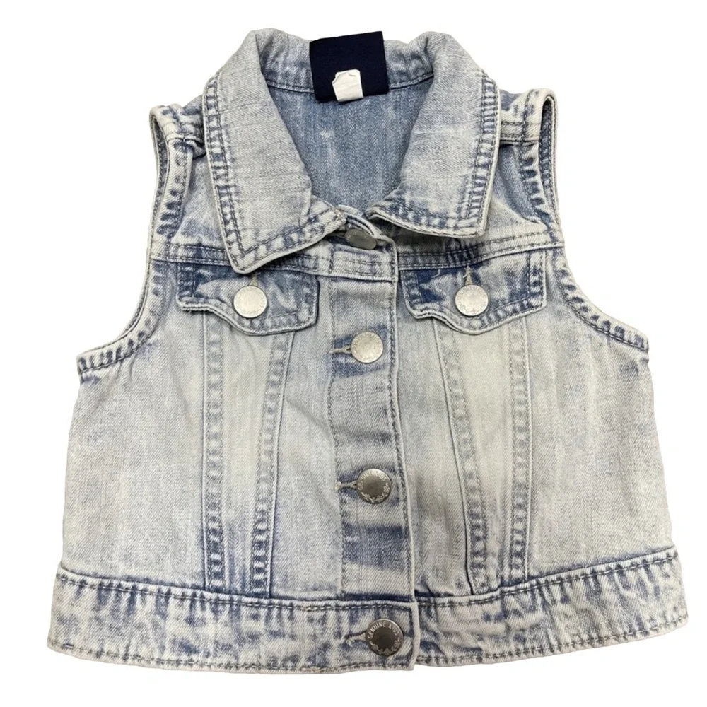 OshKosh B’gosh Acid Wash Denim Vest Girls Size 2T Vintage Y2K Layering Chic